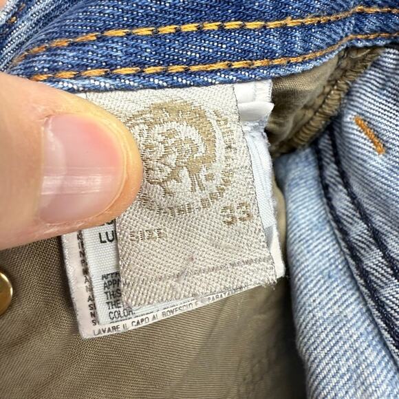 Diesel jeans mens 33 Fits 35x32 Blue Straight Whisker Viker Vintage y2k Whisker - Picture 11 of 15